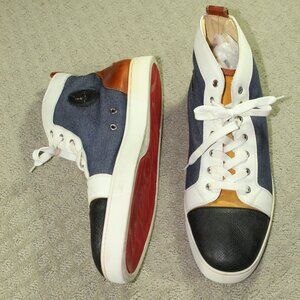 RARE! Christian Louboutin Men's 15.5 Multicolor Denim Leather Athletic Shoes